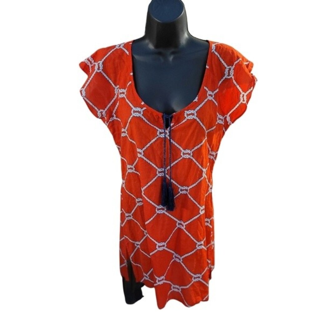 Mud Pie Coral/Peach Pink Beach Coverup/Dress Size Small (4-6)